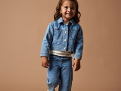 Name It jakke lys blå denim med kirsebærbroderi